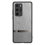 For Huawei P40 Pro Shang Rui Wood Grain Skin PU + TPU Shockproof Case(Grey)