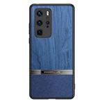 For Huawei P40 Pro Shang Rui Wood Grain Skin PU + TPU Shockproof Case(Blue)