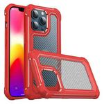 Shockproof PC + Carbon Fiber Texture TPU Armor Protective Case For iPhone 13(Red)