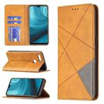 For OPPO A7 Rhombus Texture Horizontal Flip Magnetic Leather Case with Holder & Card Slots(Yellow)