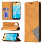 For OPPO A15 Rhombus Texture Horizontal Flip Magnetic Leather Case with Holder & Card Slots(Yellow)