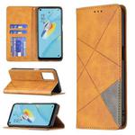 For OPPO A54 4G / A55 5G Rhombus Texture Horizontal Flip Magnetic Leather Case with Holder & Card Slots(Yellow)