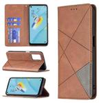 For OPPO A54 4G / A55 5G Rhombus Texture Horizontal Flip Magnetic Leather Case with Holder & Card Slots(Brown)