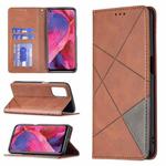 For OPPO A74 5G / A93 5G / A54 5G Rhombus Texture Horizontal Flip Magnetic Leather Case with Holder & Card Slots(Brown)