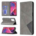 For OPPO A74 5G / A93 5G / A54 5G Rhombus Texture Horizontal Flip Magnetic Leather Case with Holder & Card Slots(Grey)