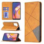 For OPPO A94 4G / Reno 5F / F19 Pro Rhombus Texture Horizontal Flip Magnetic Leather Case with Holder & Card Slots(Yellow)