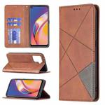 For OPPO A94 4G / Reno 5F / F19 Pro Rhombus Texture Horizontal Flip Magnetic Leather Case with Holder & Card Slots(Brown)