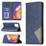 For OPPO A94 4G / Reno 5F / F19 Pro Rhombus Texture Horizontal Flip Magnetic Leather Case with Holder & Card Slots(Blue)