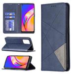 For OPPO A94 5G / F19 Pro Plus / Reno5 Z 5G Rhombus Texture Horizontal Flip Magnetic Leather Case with Holder & Card Slots(Blue)