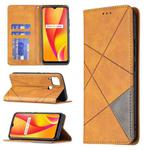 For OPPO Realme C15 / C12 / C25 Rhombus Texture Horizontal Flip Magnetic Leather Case with Holder & Card Slots(Yellow)