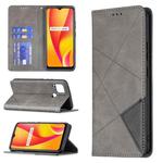 For OPPO Realme C15 / C12 / C25 Rhombus Texture Horizontal Flip Magnetic Leather Case with Holder & Card Slots(Grey)