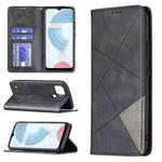 For OPPO Realme C21 / C20 Rhombus Texture Horizontal Flip Magnetic Leather Case with Holder & Card Slots(Black)