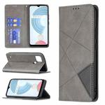 For OPPO Realme C21 / C20 Rhombus Texture Horizontal Flip Magnetic Leather Case with Holder & Card Slots(Grey)