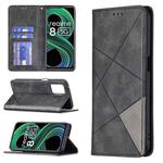 For OPPO Realme 8 5G / V13 Rhombus Texture Horizontal Flip Magnetic Leather Case with Holder & Card Slots(Black)