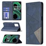 For OPPO Realme 8 5G / V13 Rhombus Texture Horizontal Flip Magnetic Leather Case with Holder & Card Slots(Blue)