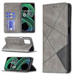 For OPPO Realme 8 5G / V13 Rhombus Texture Horizontal Flip Magnetic Leather Case with Holder & Card Slots(Grey)