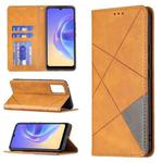 For vivo V21e 4G Rhombus Texture Horizontal Flip Magnetic Leather Case with Holder & Card Slots(Yellow)