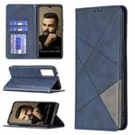 For vivo V21e 5G Rhombus Texture Horizontal Flip Magnetic Leather Case with Holder & Card Slots(Blue)