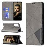 For vivo V21e 5G Rhombus Texture Horizontal Flip Magnetic Leather Case with Holder & Card Slots(Grey)