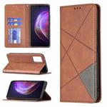 For vivo V21 Rhombus Texture Horizontal Flip Magnetic Leather Case with Holder & Card Slots(Brown)