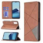 For vivo Y20 Rhombus Texture Horizontal Flip Magnetic Leather Case with Holder & Card Slots(Brown)