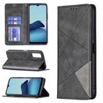 For vivo Y20 Rhombus Texture Horizontal Flip Magnetic Leather Case with Holder & Card Slots(Black)