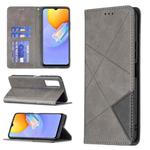 For vivo Y51 2020 / Y51a / Y51s Rhombus Texture Horizontal Flip Magnetic Leather Case with Holder & Card Slots(Grey)
