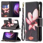 For vivo V21 Colored Drawing Pattern Zipper Horizontal Flip Leather Case with Holder & Card Slots & Wallet(Lotus)