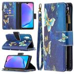 For vivo Y11/Y15/Y12/Y17 Colored Drawing Pattern Zipper Horizontal Flip Leather Case with Holder & Card Slots & Wallet(Gold Butterfly)