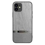 Shang Rui Wood Grain Skin PU + TPU Shockproof Case For iPhone 12 mini(Grey)