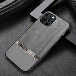 Shang Rui Wood Grain Skin PU + TPU Shockproof Case For iPhone 12 Pro(Grey)