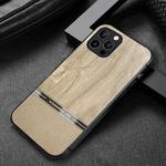 Shang Rui Wood Grain Skin PU + TPU Shockproof Case For iPhone 12 Pro(Wood Color)