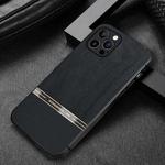 For iPhone 12 Pro Shang Rui Wood Grain Skin PU + TPU Shockproof Case(Black)