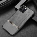 Shang Rui Wood Grain Skin PU + TPU Shockproof Case For iPhone 12 Pro Max(Grey)