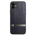 For iPhone 11 Shang Rui Wood Grain Skin PU + TPU Shockproof Case (Black)