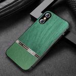 Shang Rui Wood Grain Skin PU + TPU Shockproof Case For iPhone X / XS(Green)