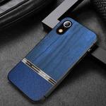 Shang Rui Wood Grain Skin PU + TPU Shockproof Case For iPhone XR(Blue)