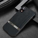 For iPhone XR Shang Rui Wood Grain Skin PU + TPU Shockproof Case(Black)