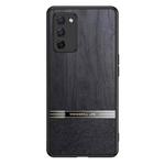 For OPPO A55 Shang Rui Wood Grain Skin PU + TPU Shockproof Case(Black)