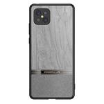 For OPPO A92s Shang Rui Wood Grain Skin PU + TPU Shockproof Case(Grey)