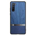 For OPPO Reno3 Shang Rui Wood Grain Skin PU + TPU Shockproof Case(Blue)