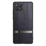 For OPPO Reno4 SE Shang Rui Wood Grain Skin PU + TPU Shockproof Case(Black)