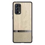 For OPPO Reno5 5G Shang Rui Wood Grain Skin PU + TPU Shockproof Case(Wood Color)
