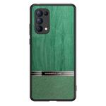 For OPPO Reno5 Pro 5G Shang Rui Wood Grain Skin PU + TPU Shockproof Case(Green)