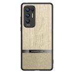 For OPPO Reno5 Pro+ 5G Shang Rui Wood Grain Skin PU + TPU Shockproof Case(Wood Color)