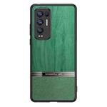 For OPPO Reno5 Pro+ 5G Shang Rui Wood Grain Skin PU + TPU Shockproof Case(Green)