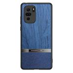 For Xiaomi Redmi K40 Shang Rui Wood Grain Skin PU + TPU Shockproof Case(Blue)