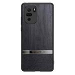 For Xiaomi Redmi K40 Pro Shang Rui Wood Grain Skin PU + TPU Shockproof Case(Black)