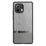 For Xiaomi Mi 11 Shang Rui Wood Grain Skin PU + TPU Shockproof Case(Grey)