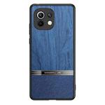 For Xiaomi Mi 11 Shang Rui Wood Grain Skin PU + TPU Shockproof Case(Blue)